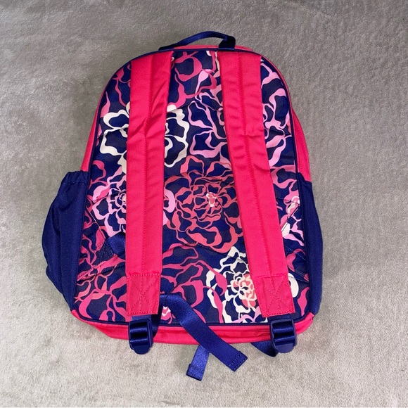 Vera Bradley Pink and Blue Floral Backpack large fit 16” laptop - Picture 3 of 6